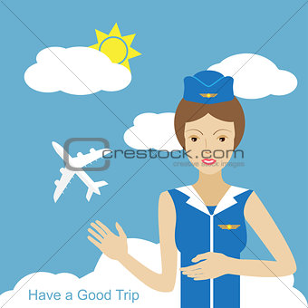 Stewardess woman smiling