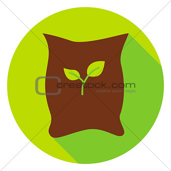 Garden Bag with Plant Seeds Circle Icon