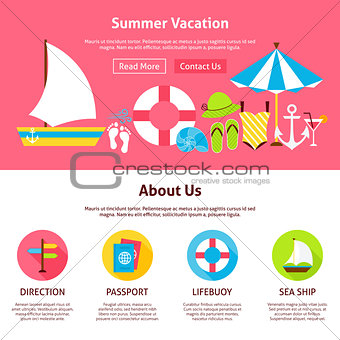 Summer Vacation Flat Web Design Template
