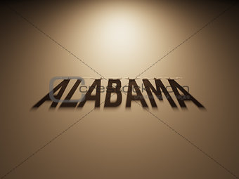 3D Rendering of a Shadow Text that reads Alabama