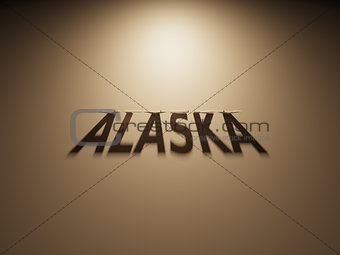 3D Rendering of a Shadow Text that reads Alaska