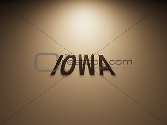3D Rendering of a Shadow Text that reads Iowa