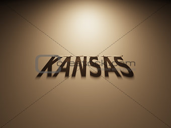 3D Rendering of a Shadow Text that reads Kansas