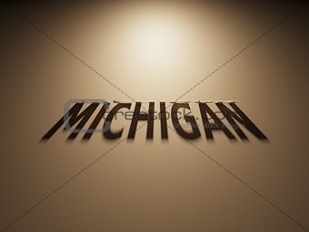 3D Rendering of a Shadow Text that reads Michigan