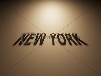 3D Rendering of a Shadow Text that reads New York