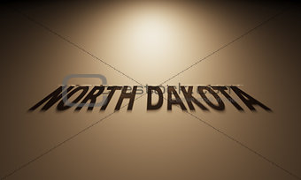 3D Rendering of a Shadow Text that reads North Dakota