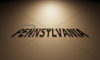 3D Rendering of a Shadow Text that reads Pennsylvania
