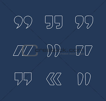 Quote marks outline vector icons 