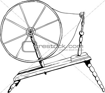 Antique Spinning Wheel Outline