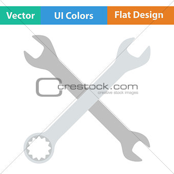 Flat design icon of crossed wrench