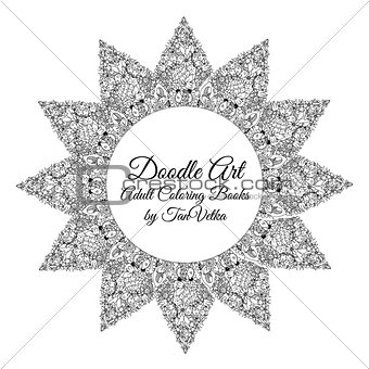 Hand-drawn mandala with ethnic floral doodle pattern. Coloring page - zendala, design relaxation for adults, vector illustration, isolated on a white background. Zen doodles.