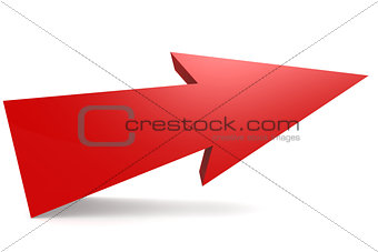 Red arrow, isolated with white background