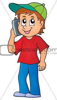 Boy with cellphone theme image 1
