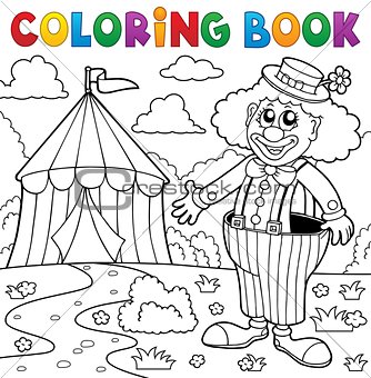 Coloring book clown near circus theme 5