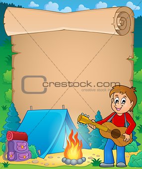 Parchment with boy guitarist in camp 1