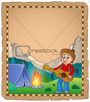 Parchment with boy guitarist in camp 2