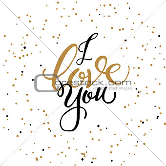 I LOVE you vector card with hand lettered phrase