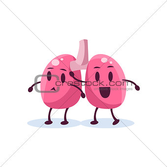 Lungs Primitive Style Cartoon Character