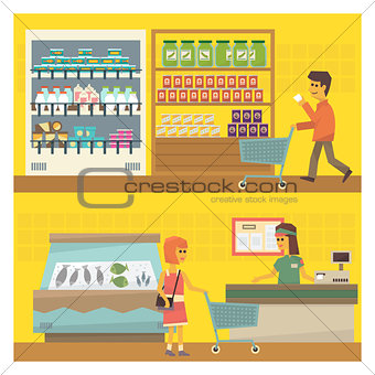 Grocery Shop Two Illustrations