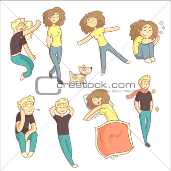 Relaxed People Illustration Set