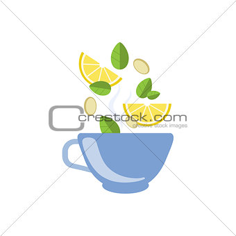 Lemon Tea In Blue Cup