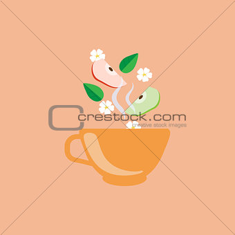 Apple Tea In Orange Cup