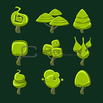 Trees With Fantastic Shape Crown Set