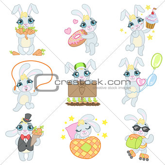 Cute Bunny Illustrations Set
