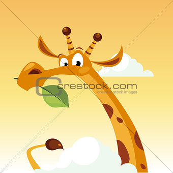 Giraffe Character Holding A Leaf