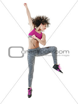 woman dancer fitness exercises isolated