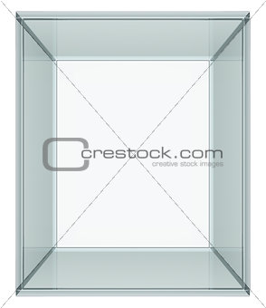 Empty glass cube, isolated