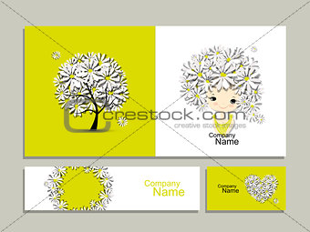 Business cards with floral girl for your design