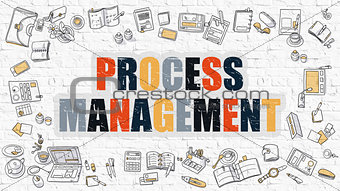 Process Management in Multicolor. Doodle Design.