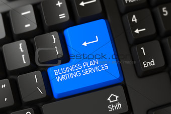 Blue Business Plan Writing Services Button on Keyboard.