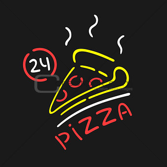 Vector Neon Sign Pizza