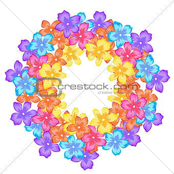 Bright frame with flowers, circle
