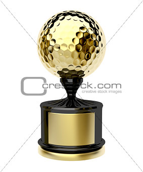 Gold trophy with golf ball