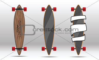 Illustration of flat longboards isolated.