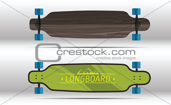 Illustration of flat longboards isolated 