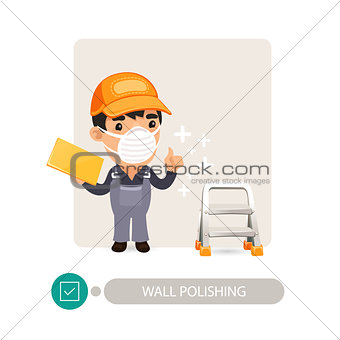 Worker Polishing Wall