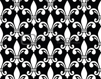 Fleur de lis symbol white pattern on black