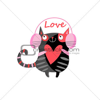 Graphic illustration of a cat lover 