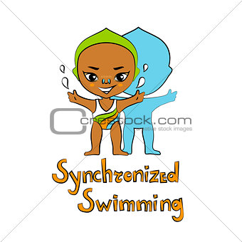 Cartoon Girl Synchronized Swimmer