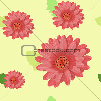 gerbera flowers seamless on a light. vector illustration