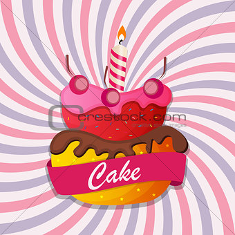 Sweet Cake with Berry Menu Background Vector Illustration