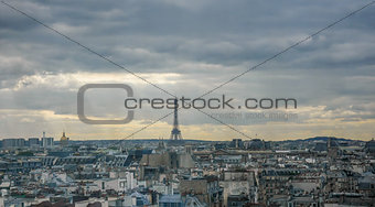 Eiffel tower at horizon in France