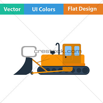 Flat design icon of Construction bulldozer