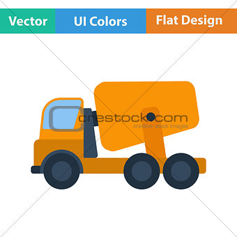 Flat design icon of Concrete mixer truck 