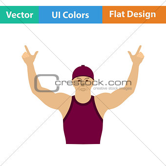 Football fan with hands up icon