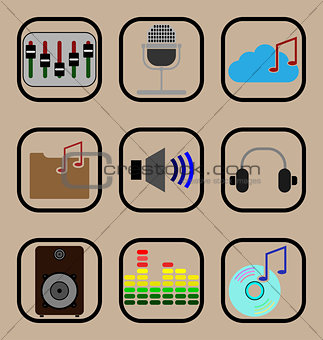 Music flat icons set